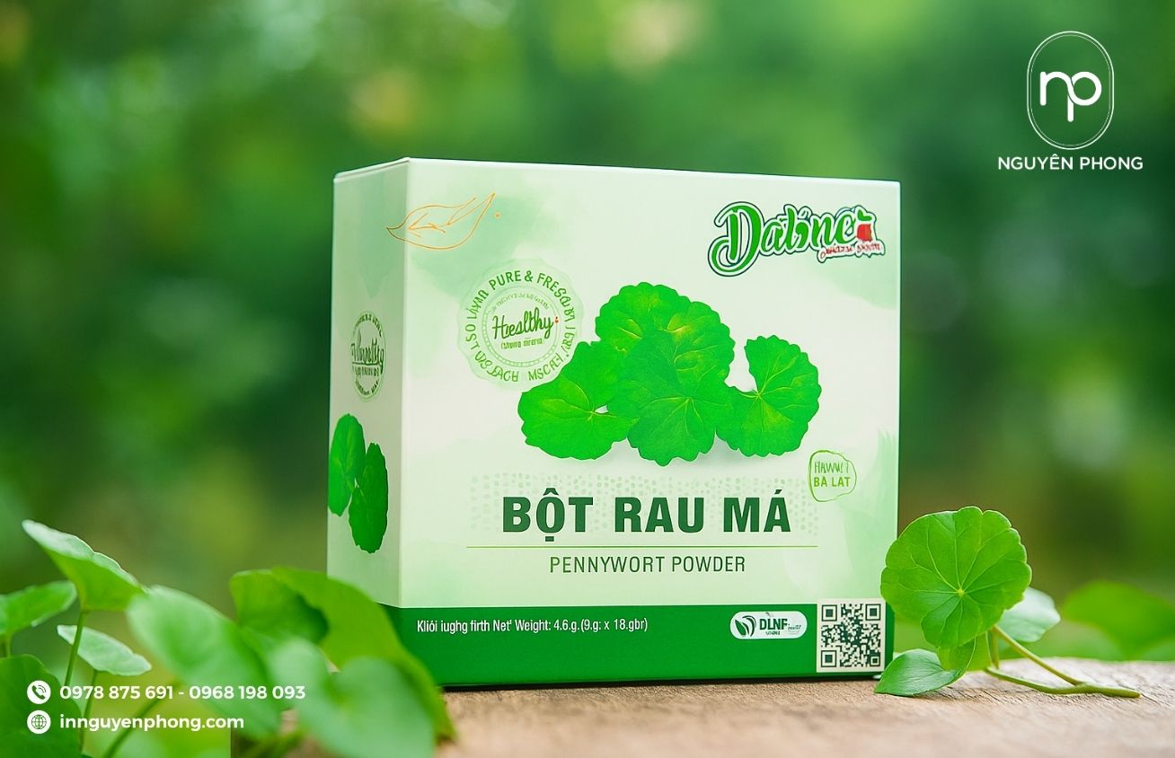 Mẫu hộp đựng bột rau má phổ biến trên thị trường